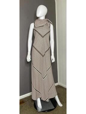1960's MOD Chevron Striped Maxi Brown and White by S.Howard Hirsch size Large